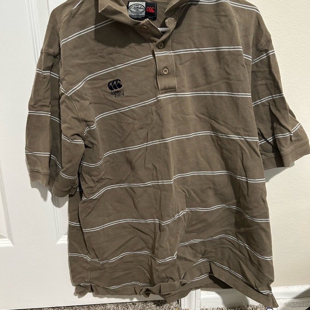 Brown Striped Men's Polo Shirt